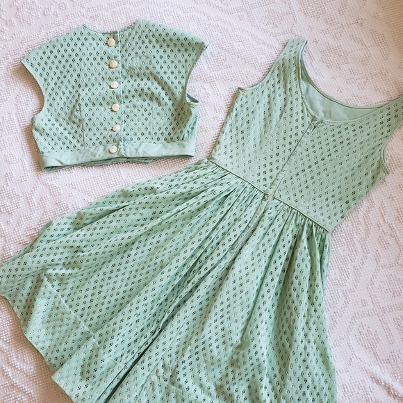 1950s Vintage Dress Jacket Set KerryBrooke by JC Penney's Atomic Mint - Picture 10 of 15